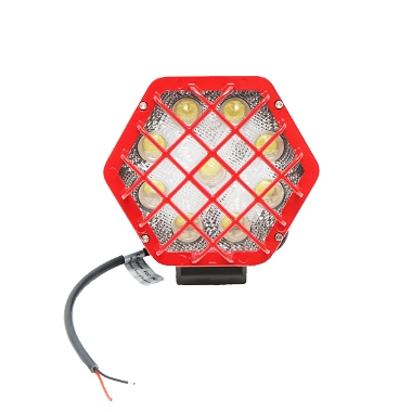 Lampa proiector hexagonal cu grilaj metalic rosu, 9 LED-uri, unghi de radiere 30, DC 10-80V 27W Breckner Germany