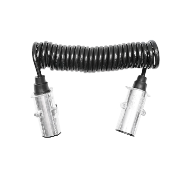 Cablu spiral 2.6m cu 2 stechere tata din metal, 7 pini pentru priza auto remorca Breckner Germany