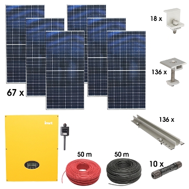 Kit sistem solar fotovoltaic trifazic ON-GRID 30KW cu panouri 67x450W prosumator WIFI cu sistem fixare pentru panouri sandwich Breckner Germany
