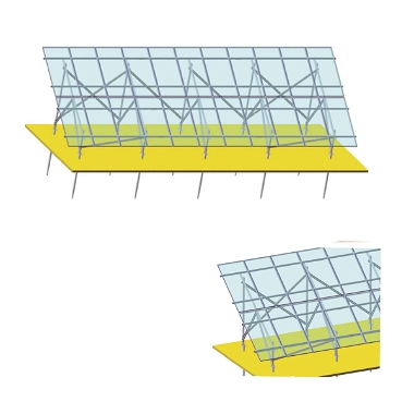Sistem complet montare, structura pe sol pentru 22 panouri solare fotovoltaice unghi 35 grade Breckner Germany