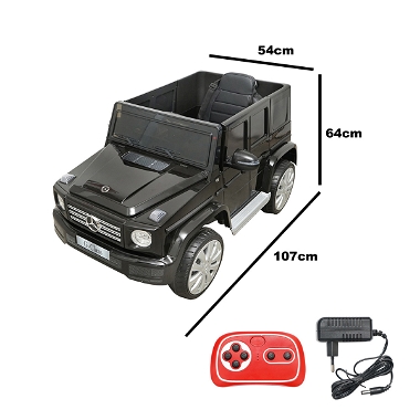 Masinuta electrica cu baterie 6V/7Ah si telecomanda pentru copii Mercedes G500 JJ2077 negru cu scaun piele