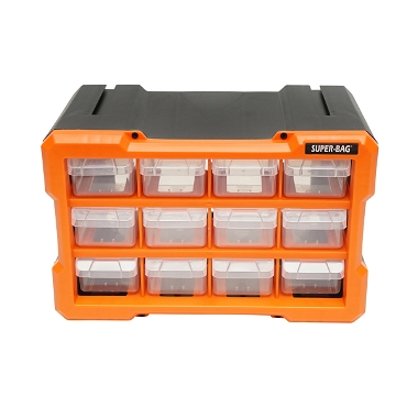 Cutie depozitare portocalie din plastic modulara, 12 sertare 158x266x170mm Breckner Germany