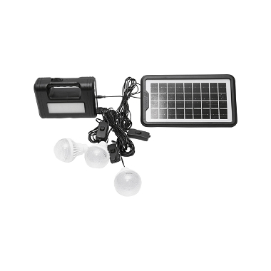 Kit iluminat portabil LED cu 3 becuri/proiector, panou solar si baterie 6V, 4.5Ah pentru pescuit camping GD-8017