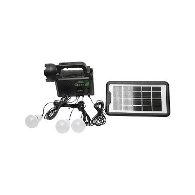 Kit iluminat portabil LED cu 3 becuri/proiector, panou solar si baterie 3.7V, 5500Ah pentru pescuit camping GD-P30