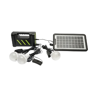 Kit iluminat portabil LED cu 3 becuri/proiector, panou solar si baterie 6V, 4.5Ah pentru pescuit camping GD-12