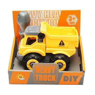 Jucarie tip Montessori, camion galben pentru copii +3 ani