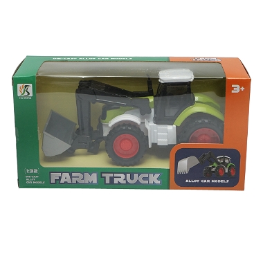 Tractor verde cupa frontala, 175x65x80mm jucarie copii +3 ani