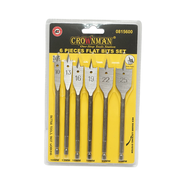 Set 6 burghie plate 10-25mm pentru lemn Crownman