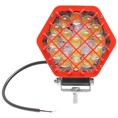 Lampa hexagonala grilaj plastic rosu 16 LED-uri DC 10-60V 48W unghi 30