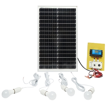 Set panou solar 50W fotovoltaic monocristalin regulator 10A 2xUSB 12/24V 4 becuri LED 9W Breckner Germany