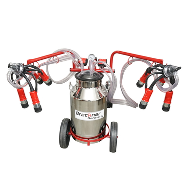 Aparat de muls vaci 2 posturi bidon 40L inox cu vid in cadru(vacuum) Breckner Germany