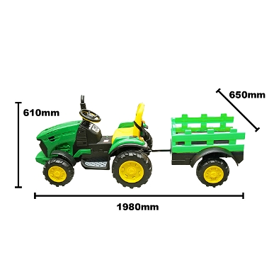 Tractor electric cu remorca telecomanda si baterie pentru copii jucarie 1980x650x610