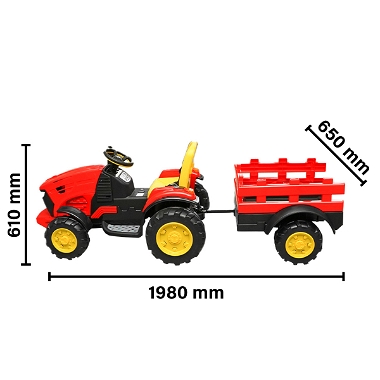 Tractor electric cu remorca telecomanda si baterie pentru copii jucarie 1980x610x650mm