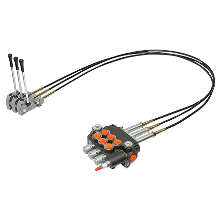 Distribuitor hidraulic cu 3 manete, lungime cablu 2m presiune 250 bar debit 80L/min Breckner Germany