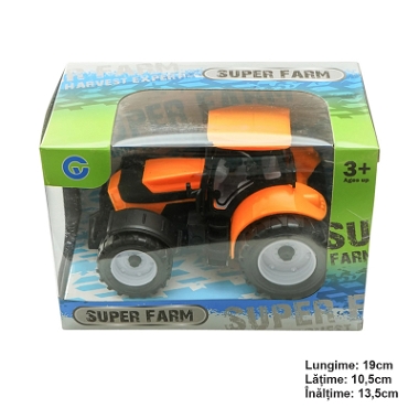 Jucarie tractor galben pentru ferma Super Farm